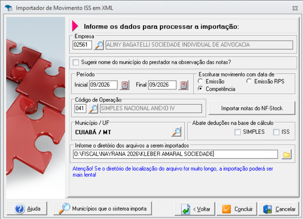 Importador de Movimento ISS em XML no Alterdata